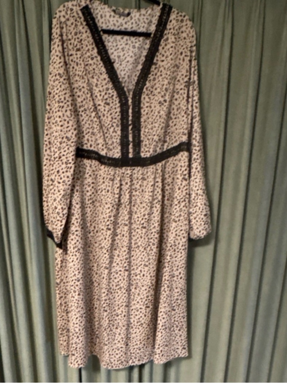 BloomChic Beige Leopard-Print Midi Dress with Black Trim - Picture 2 of 4